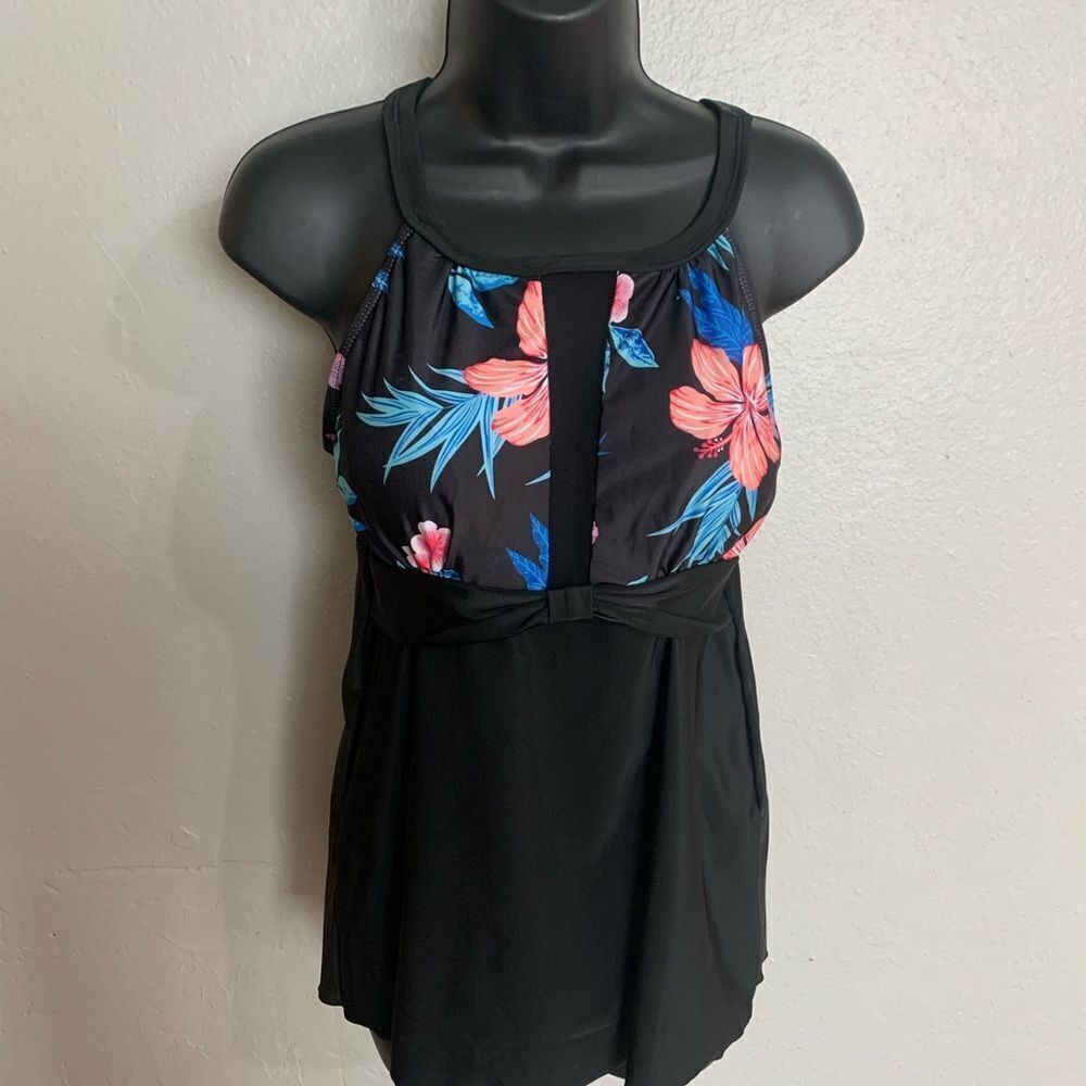 Black Tankini with floral print